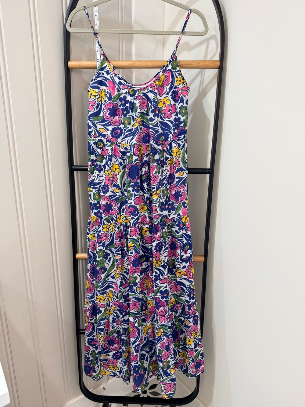 Roller Rabbit Navy Floral Maxi Dress with Pink and Yellow Accents